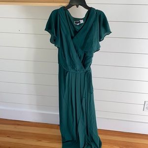 David’s Bridal juniper green gown